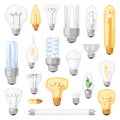 Light bulb vector lightbulb idea solution icon and electric lighting lamp cfl or led electricity and fluorescent light Royalty Free Stock Photo