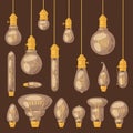 Light bulb vector lightbulb idea solution icon and electric lighting lamp illustration set of realistic electricity