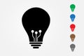 Light bulb vector using many color on white background to mean new idea in technology