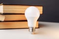 Light bulb and vintage books, knowledges concept