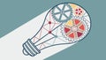 Light Bulb with Visible Gears, Symbolizing Mechanical Innovation, vector design Generative AI Royalty Free Stock Photo