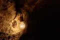 Light bulb wall in a cave