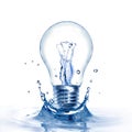 Light bulb with water and splash Royalty Free Stock Photo