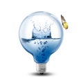 Light bulb with water and splash Royalty Free Stock Photo