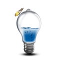 Light bulb with water and splash Royalty Free Stock Photo