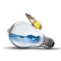 Light bulb with water wave Royalty Free Stock Photo