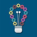 Light Bulb which has of colorful gears beautiful.Vector illustrations Royalty Free Stock Photo