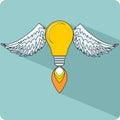 Light Bulb with Wings Royalty Free Stock Photo