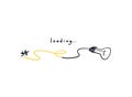 Light bulb with wire loading bar. Doodle download fifty percent progress bar. Color concept loading idea through a