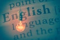 Light bulb and word english