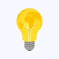Light bulb world map with clock on white background Royalty Free Stock Photo