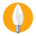 Light bulb on yellow background vector isolated. Single electric