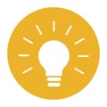 Light bulb yellow circle in cartoon style. Light bulb line icon vector. Solution, idea icon symbol. Stock image Royalty Free Stock Photo