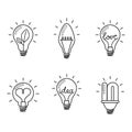 Light bulbs. Bulb icon set. Creative light bulb. Collection of design elements. Royalty Free Stock Photo