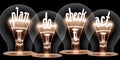 Light Bulbs with Business Process Concept Royalty Free Stock Photo