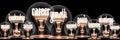 Light Bulbs with Career Growth Concept Royalty Free Stock Photo