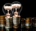 Light Bulbs with Financial Management Concept