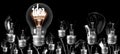 Broken and Shining Light Bulbs with Idea Concept