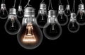 Light Bulbs Dark and Shining Royalty Free Stock Photo