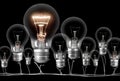 Shining and Dark Light Bulbs Concept Royalty Free Stock Photo