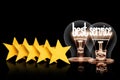 Light Bulbs and Yellow Stars with Best Service Concept Royalty Free Stock Photo