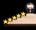Light Bulb and Five Yellow Stars with Quality Concept Royalty Free Stock Photo