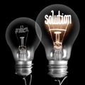 Light Bulbs with Problem and Solution concept Royalty Free Stock Photo