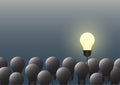 Light bulbs with creative ideas teamwork and leadership concept. Royalty Free Stock Photo