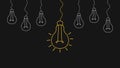 Light bulbs. Creativity concept with innovation.Strategy and leadership on teamwork. Opportunity, solution and success. Vector Royalty Free Stock Photo