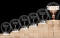 Light Bulbs with Failure and Success Concept Royalty Free Stock Photo