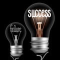 Light Bulbs with Failure and Success Concept Royalty Free Stock Photo