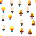 Light Bulbs Flat And Linear Icons Vector Seamless Pattern Royalty Free Stock Photo
