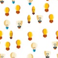 Light Bulbs Flat And Linear Icons Vector Seamless Pattern Royalty Free Stock Photo