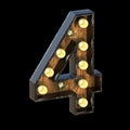 Light bulbs font Number 4 FOUR 3D Royalty Free Stock Photo
