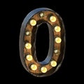 Light bulbs font Number 0 ZERO 3D Royalty Free Stock Photo