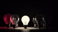 Light bulbs with glowing one different idea, Creativity and innovation ideas concept Royalty Free Stock Photo