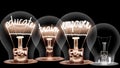 Light Bulbs with Educate, Train, Empower and Reward Concept