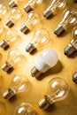Light bulbs on golden background for high resolution wallpaper Royalty Free Stock Photo