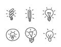 Light bulbs hand drawn sketched. Idea. Set of icons. Drawn by hand. Line style