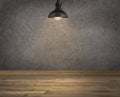 light bulbs interior decoration room concrete wall texture. and wooden floor Royalty Free Stock Photo