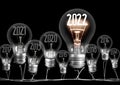 Light Bulbs with New Year 2022