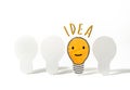 Light bulbs paper cut with emoticon face.Business ideas Royalty Free Stock Photo