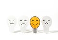 Light bulbs paper cut with emoticon face.Business ideas Royalty Free Stock Photo