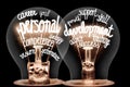 Light Bulbs with Personal Development Concept Royalty Free Stock Photo