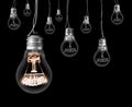 Light Bulbs with Problem and Solution Concept Royalty Free Stock Photo