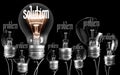 Light Bulbs with Problem and Solution Concept Royalty Free Stock Photo