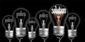 Light Bulbs with Problem and Solution Concept Royalty Free Stock Photo