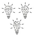 Light bulbs from quotes Royalty Free Stock Photo