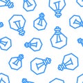 Light Bulbs seamless pattern. Blue objects on white background Royalty Free Stock Photo