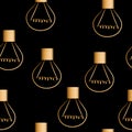 Light bulbs seamless vector background, periodic pattern. Royalty Free Stock Photo